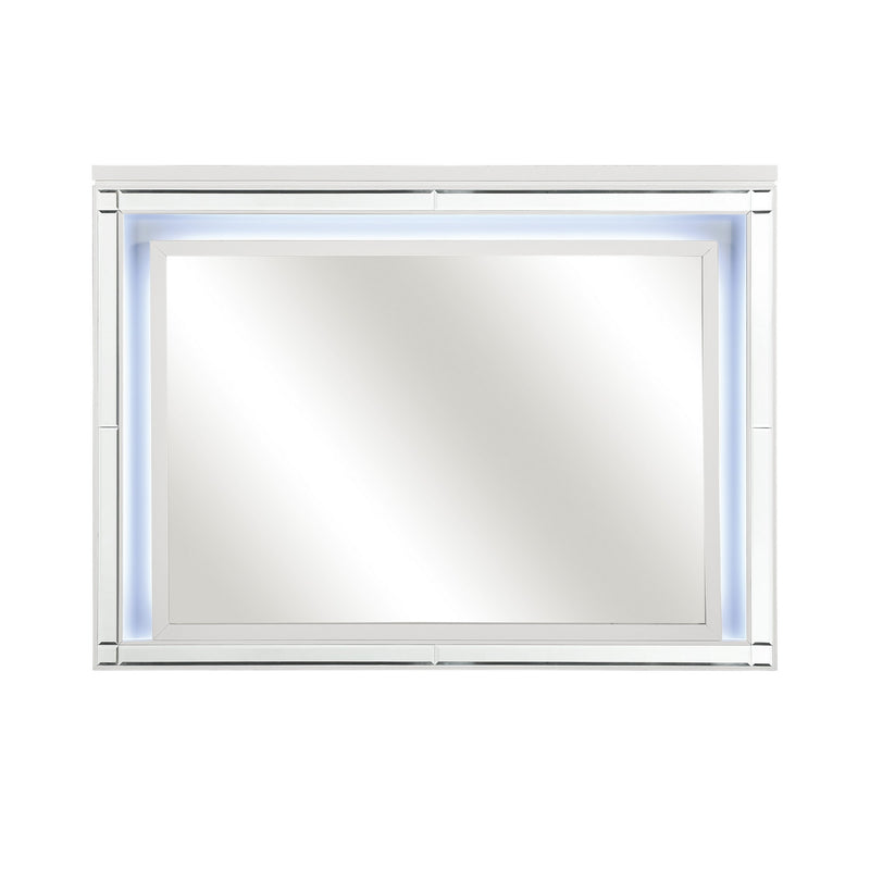 Contemporary Style Beveled Edge Mirror With Led Light White And Silver-zoom-
