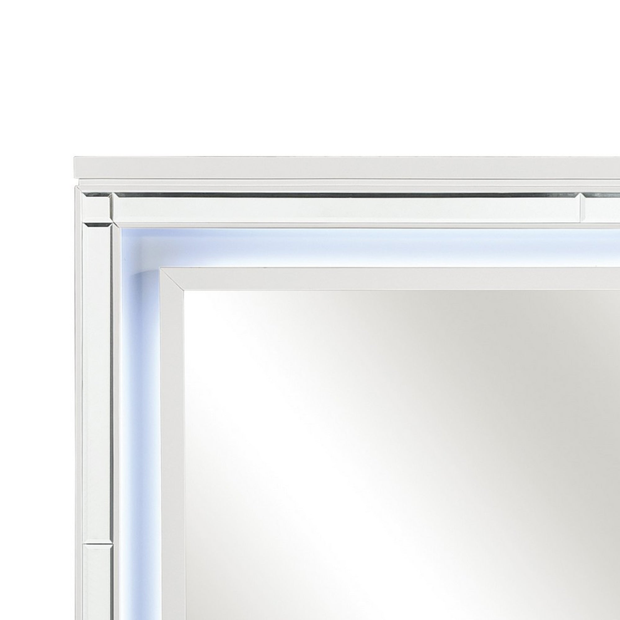 Contemporary Style Beveled Edge Mirror With Led Light White And Silver-zoom-2