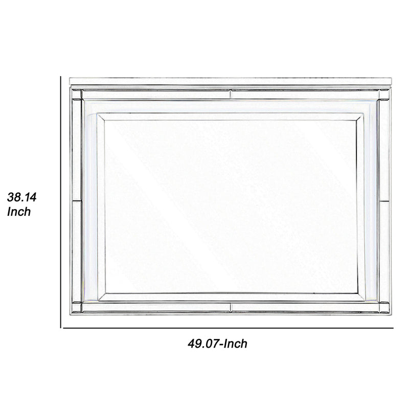 Contemporary Style Beveled Edge Mirror With Led Light White And Silver-zoom-