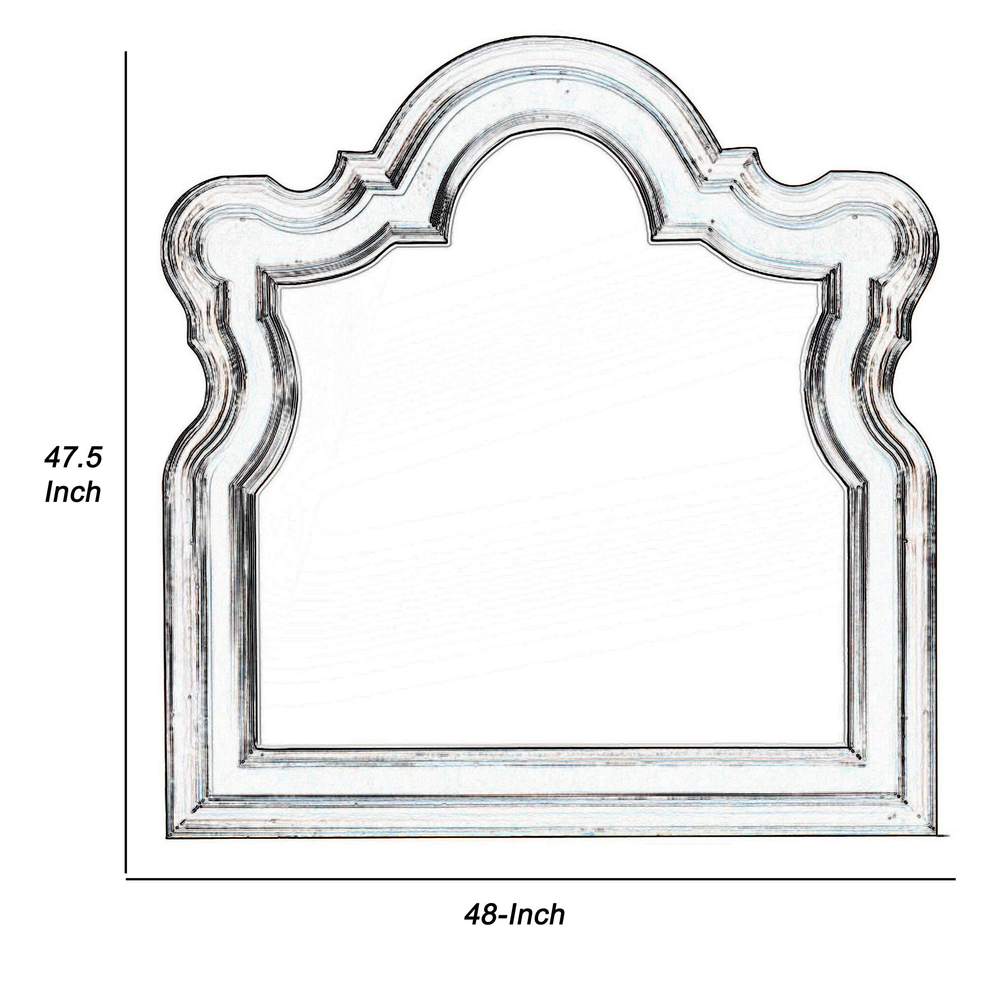 Scalloped Design Wooden Frame Mirror With Molded Details Brown And Silver-zoom-4
