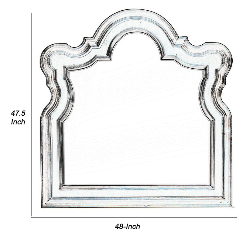 Scalloped Design Wooden Frame Mirror With Molded Details Brown And Silver-zoom-