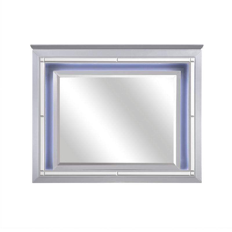 Contemporary Style Beveled Edge Mirror With Led Light Silver-zoom-