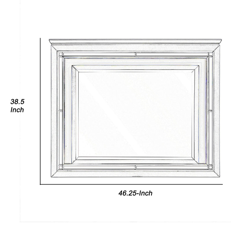 Contemporary Style Beveled Edge Mirror With Led Light Silver-zoom-