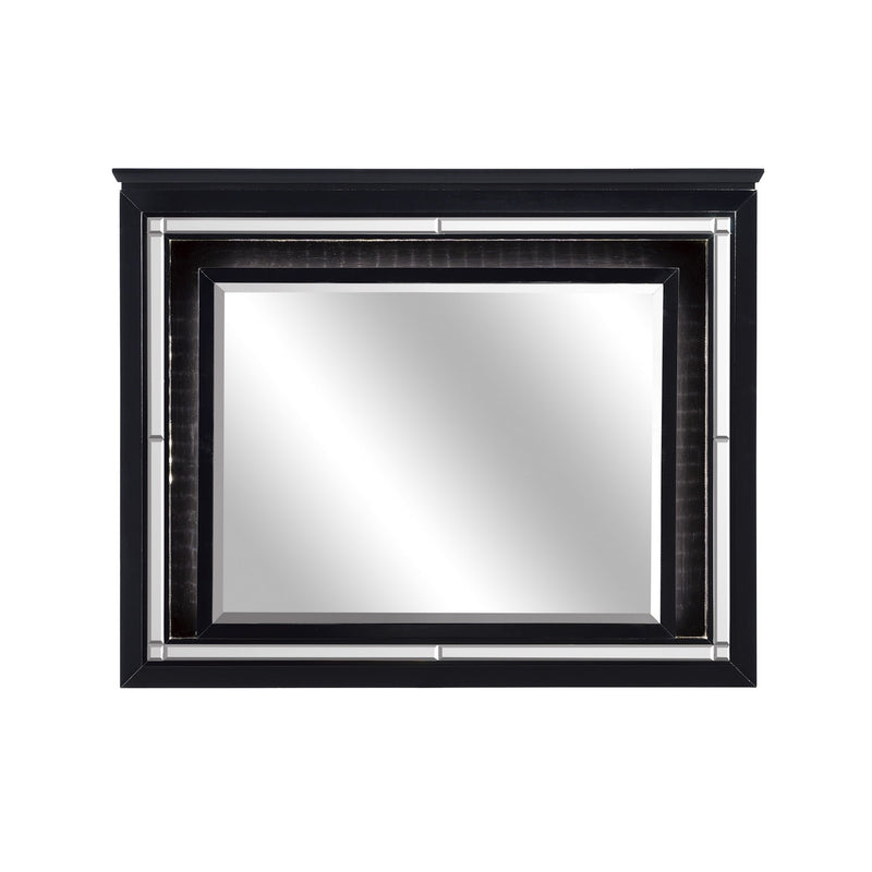 Contemporary Style Beveled Edge Mirror With Led Light Black And Silver-zoom-