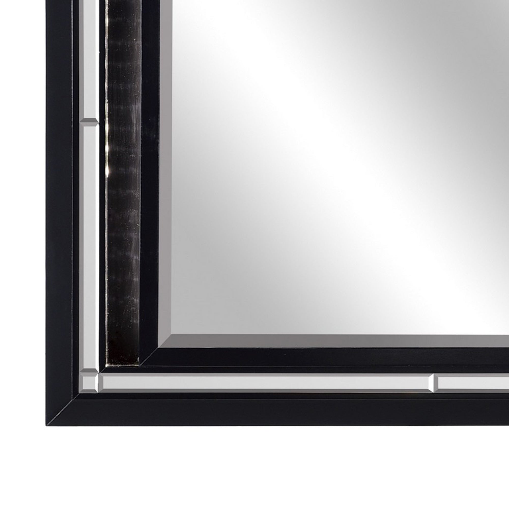 Contemporary Style Beveled Edge Mirror With Led Light Black And Silver-zoom-3