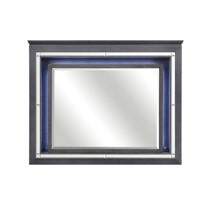 Contemporary Style Beveled Edge Mirror With Led Light Gray And Silver-zoom-