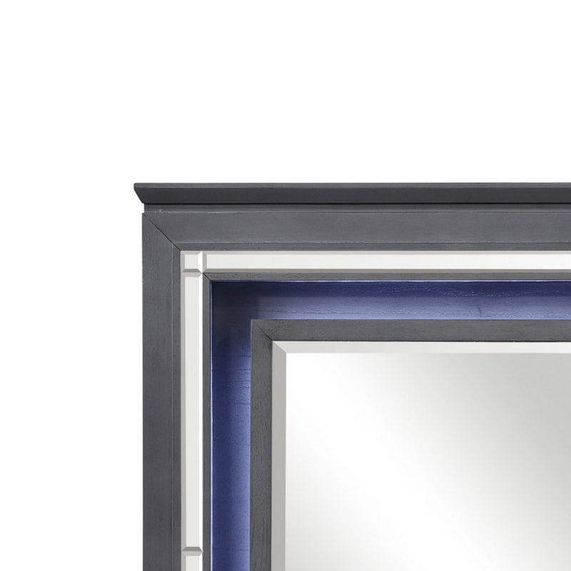 Contemporary Style Beveled Edge Mirror With Led Light Gray And Silver-zoom-