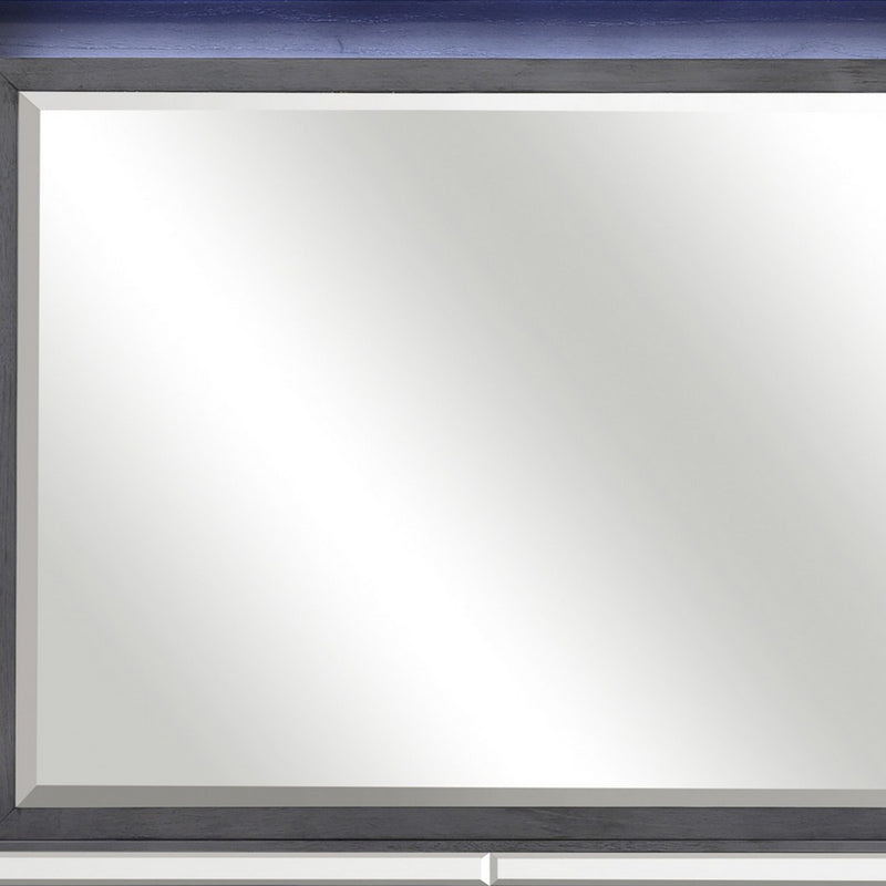 Contemporary Style Beveled Edge Mirror With Led Light Gray And Silver-zoom-