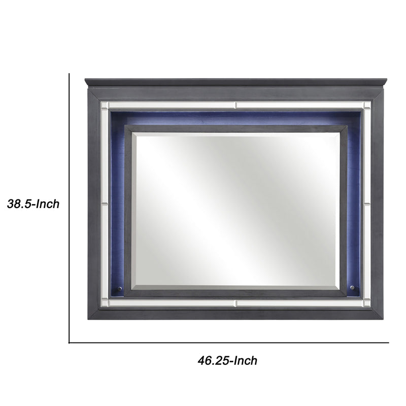 Contemporary Style Beveled Edge Mirror With Led Light Gray And Silver-zoom-