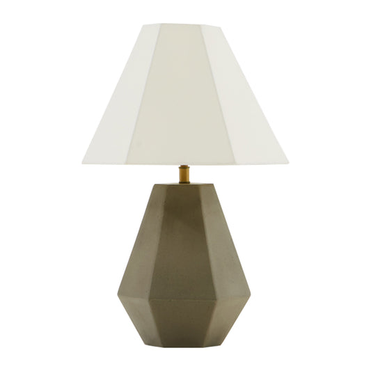 Concrete Base Modern Table Lamp with Empire Shade White and Gray