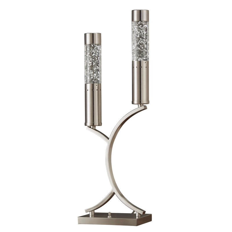 Metal Table Lamp with 2 Water Dance Lights and Rectangular Base Silver-zoom-