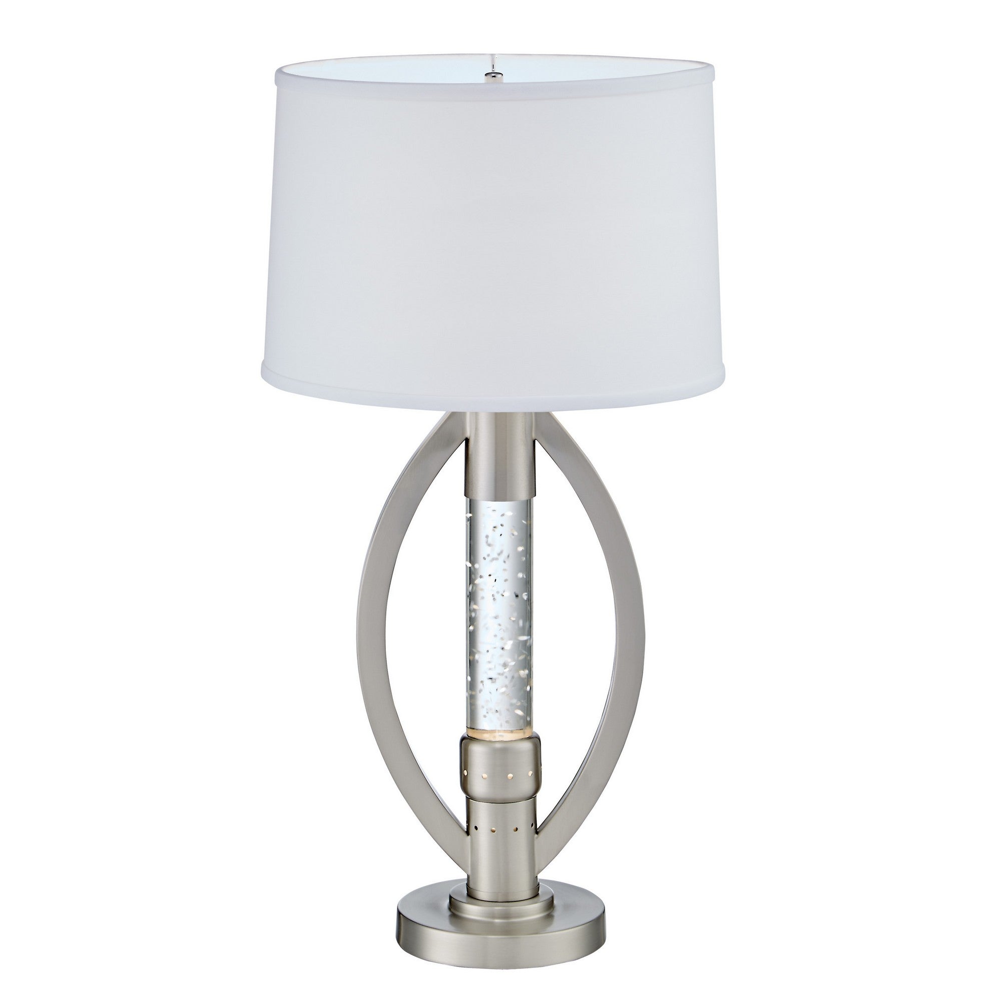 Circular Shade Table Lamp with 1 Water Dance Lights and Round Base Silver-zoom-1