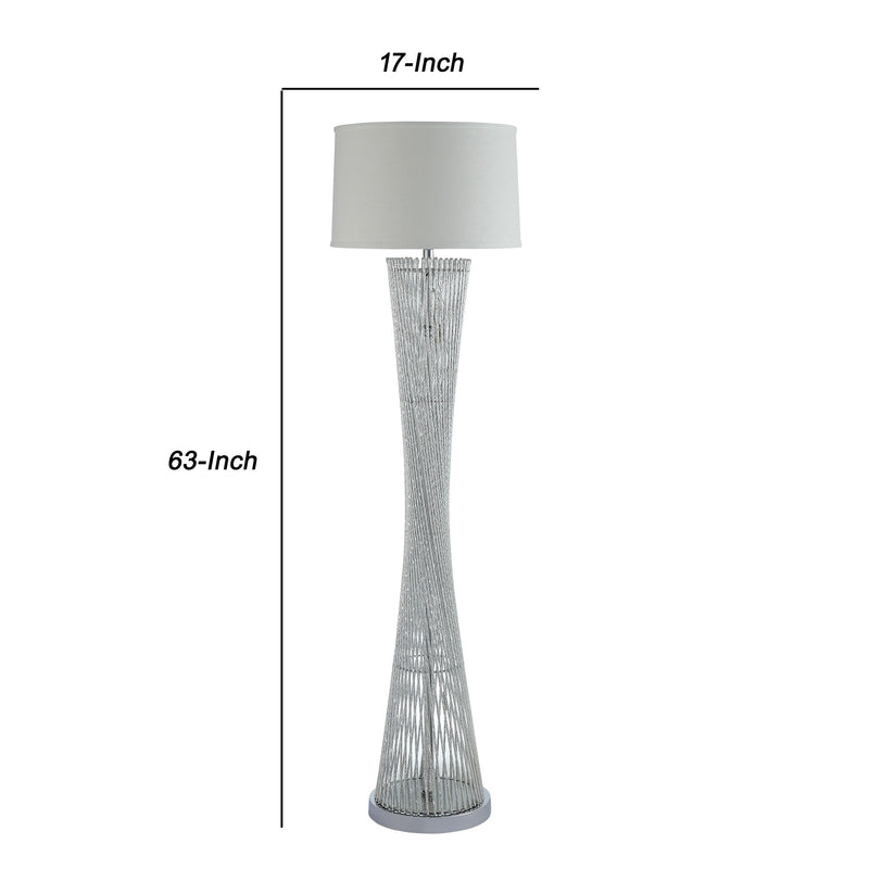 Hourglass Floor Lamp With Filament Styled Rods Structure Silver-zoom-