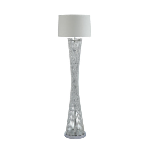 Hourglass Floor Lamp With Filament Styled Rods Structure Silver