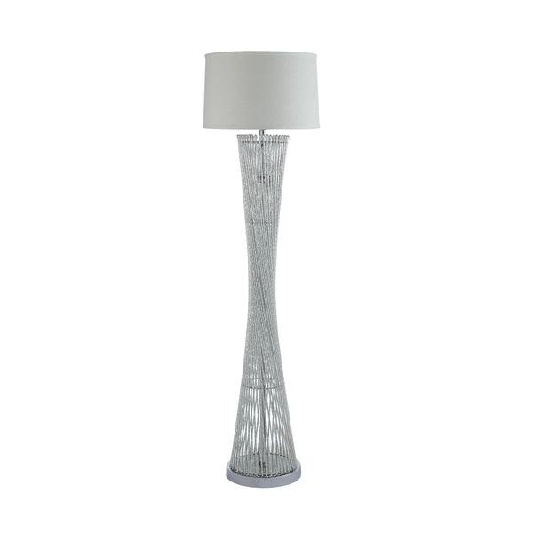 Hourglass Floor Lamp With Filament Styled Rods Structure Silver
