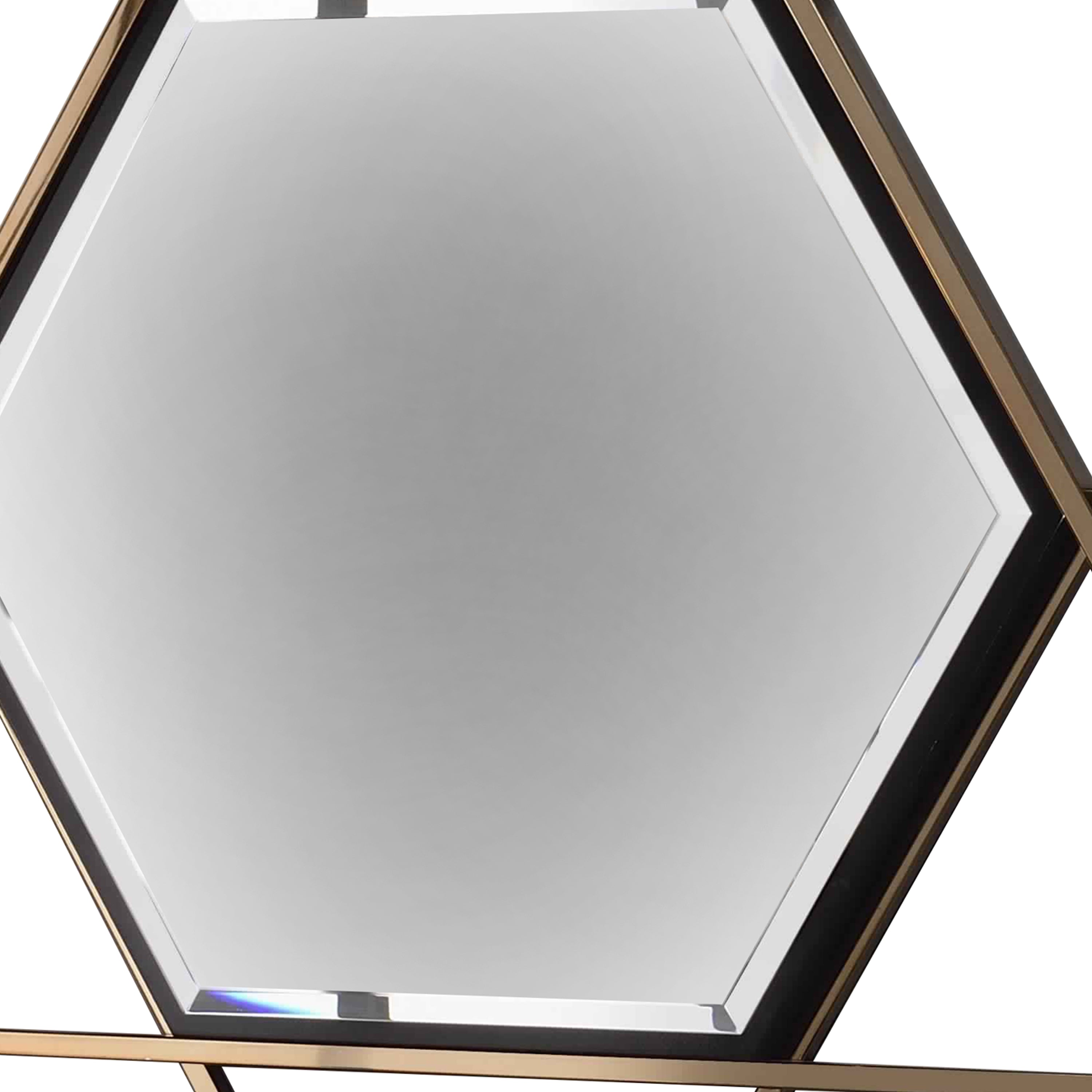 Hexagon Shaped Wall Mirror With Star Frame Champagne Gold-zoom-2