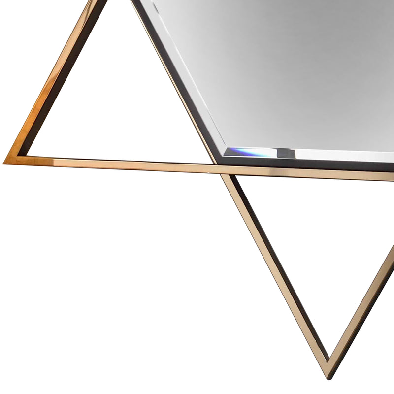 Hexagon Shaped Wall Mirror With Star Frame Champagne Gold-zoom-