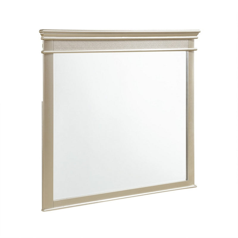 Rectangular Molded Wood Encased Mirror Champagne Silver-zoom-