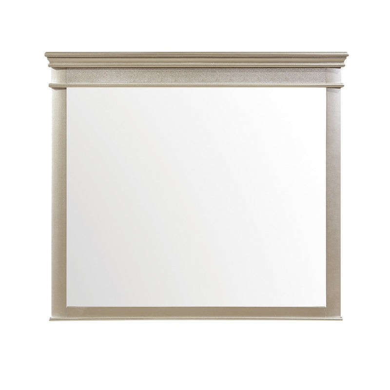 Rectangular Molded Wood Encased Mirror Champagne Silver-zoom-