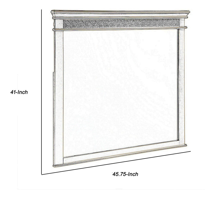 Rectangular Molded Wood Encased Mirror Champagne Silver-zoom-