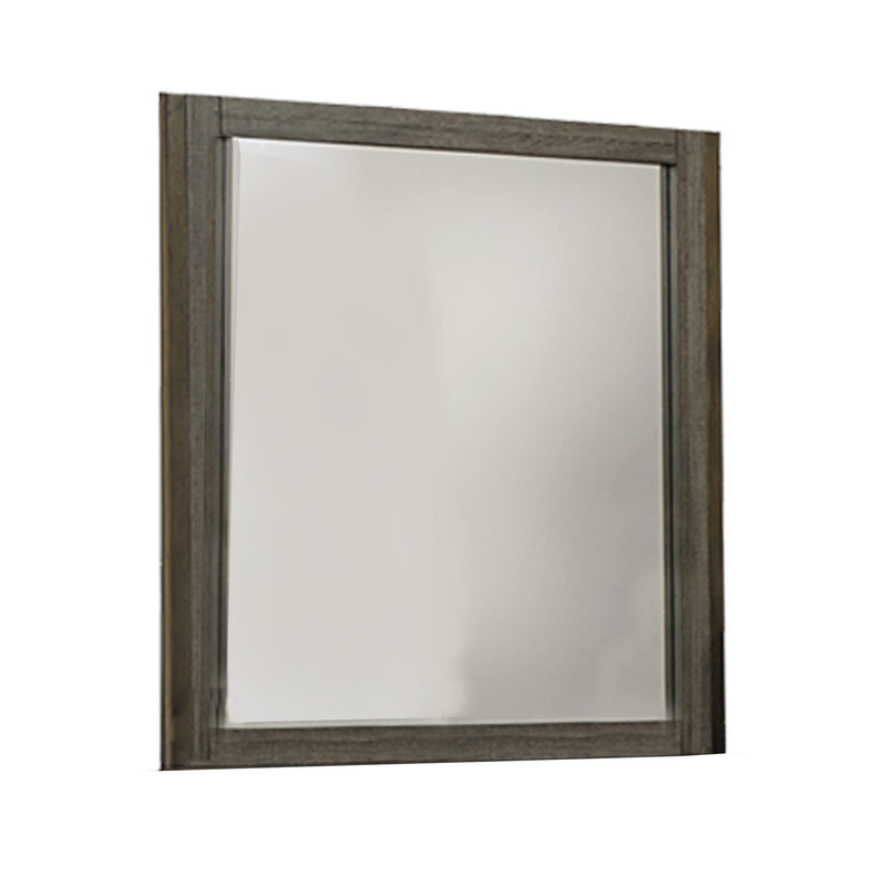 Rectangular Wood Encased Mirror With Grain Details Gray And Brown-zoom-
