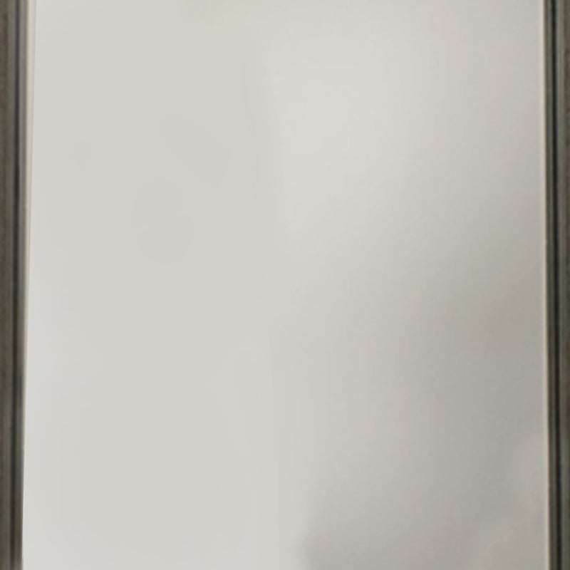 Rectangular Wood Encased Mirror With Grain Details Gray And Brown-zoom-
