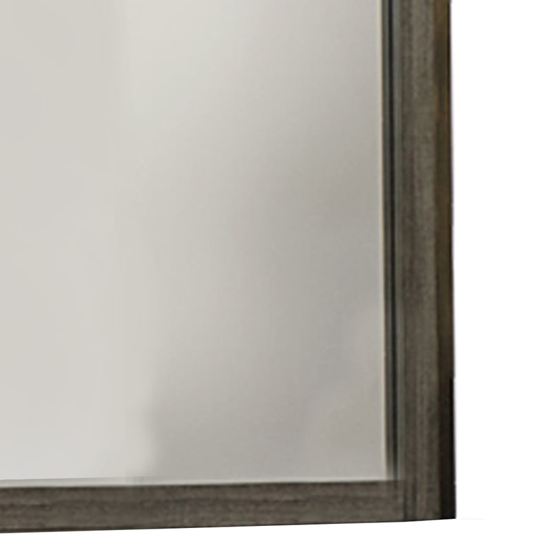 Rectangular Wood Encased Mirror With Grain Details Gray And Brown-zoom-