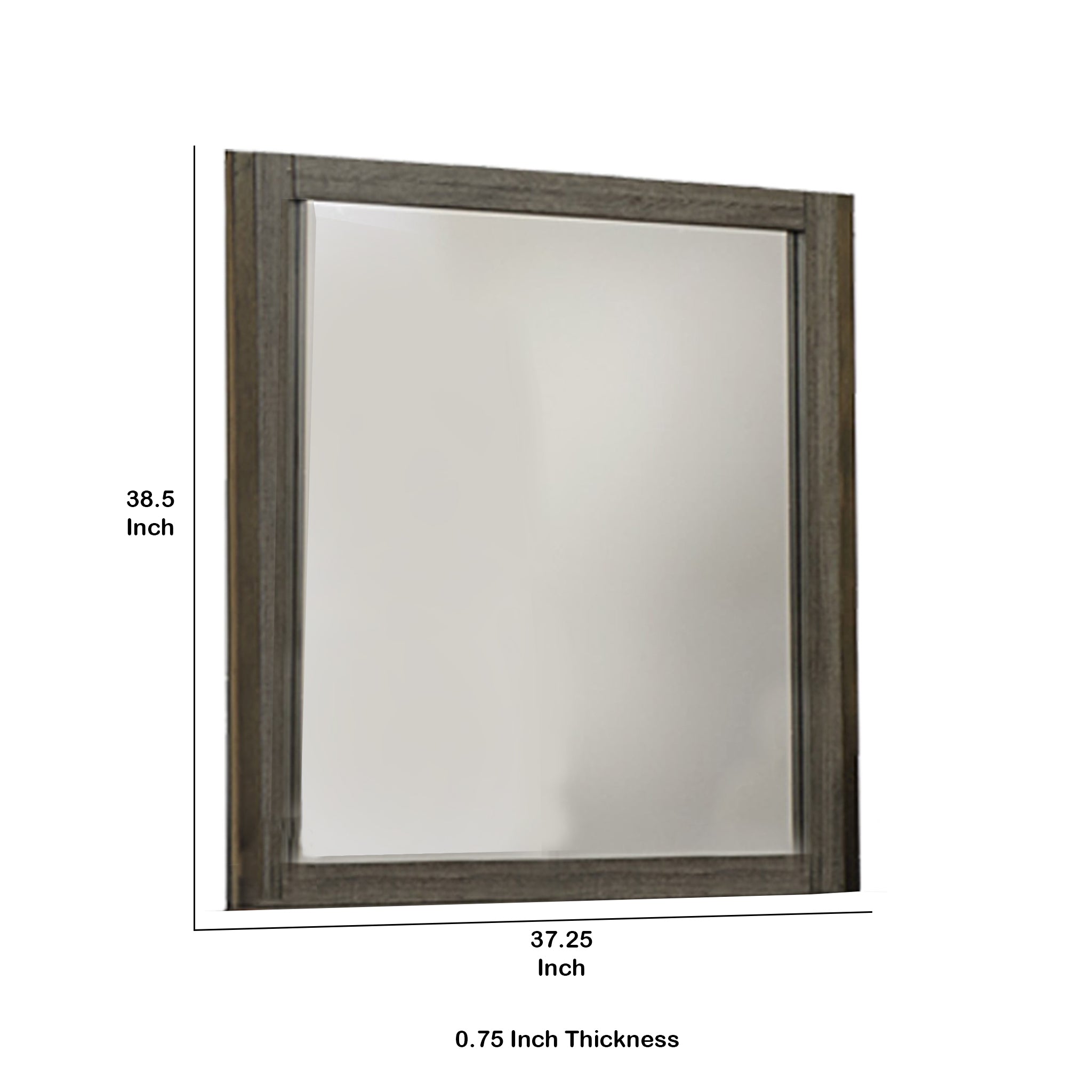 Rectangular Wood Encased Mirror With Grain Details Gray And Brown-zoom-5
