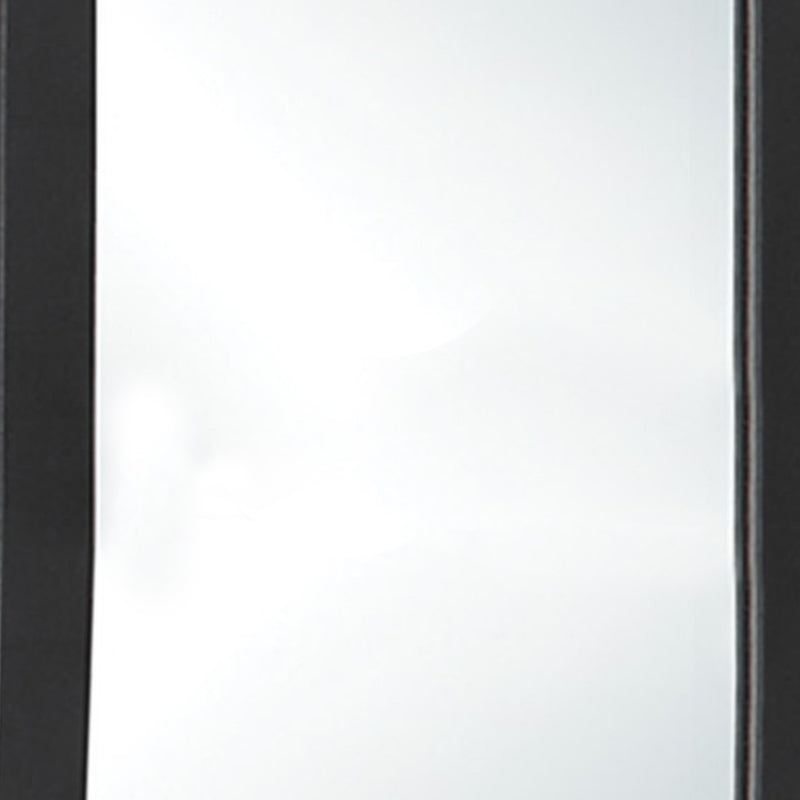 Rectangular Wood Encased Mirror With Faux Leather Upholstery Black-zoom-