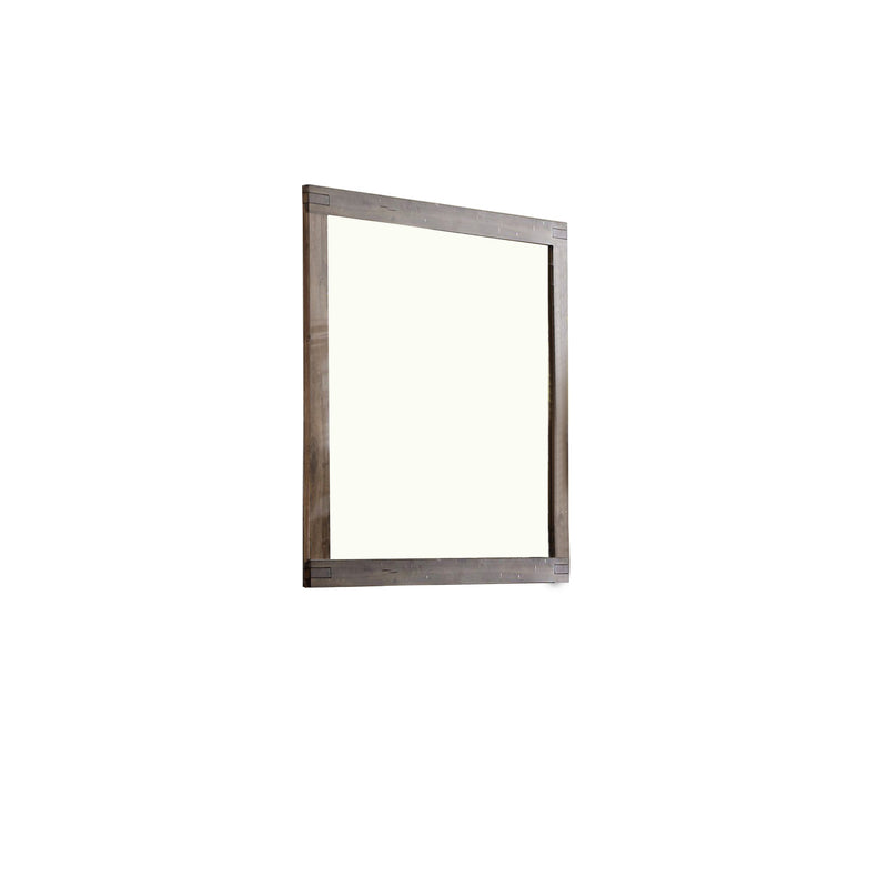 Transitional Style Wooden Encased Mirror With Grain Details Brown-zoom-