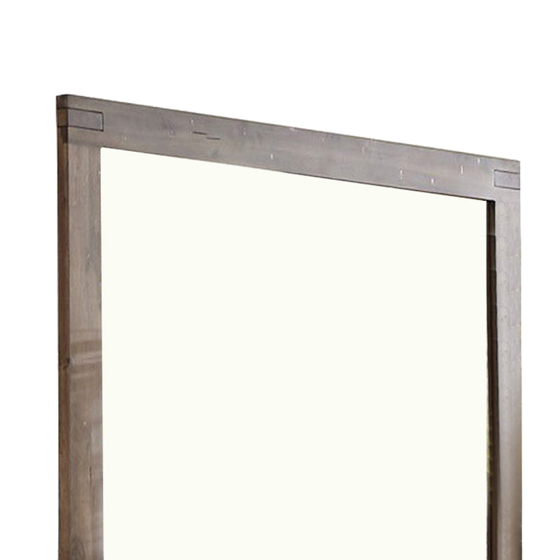 Transitional Style Wooden Encased Mirror With Grain Details Brown-zoom-