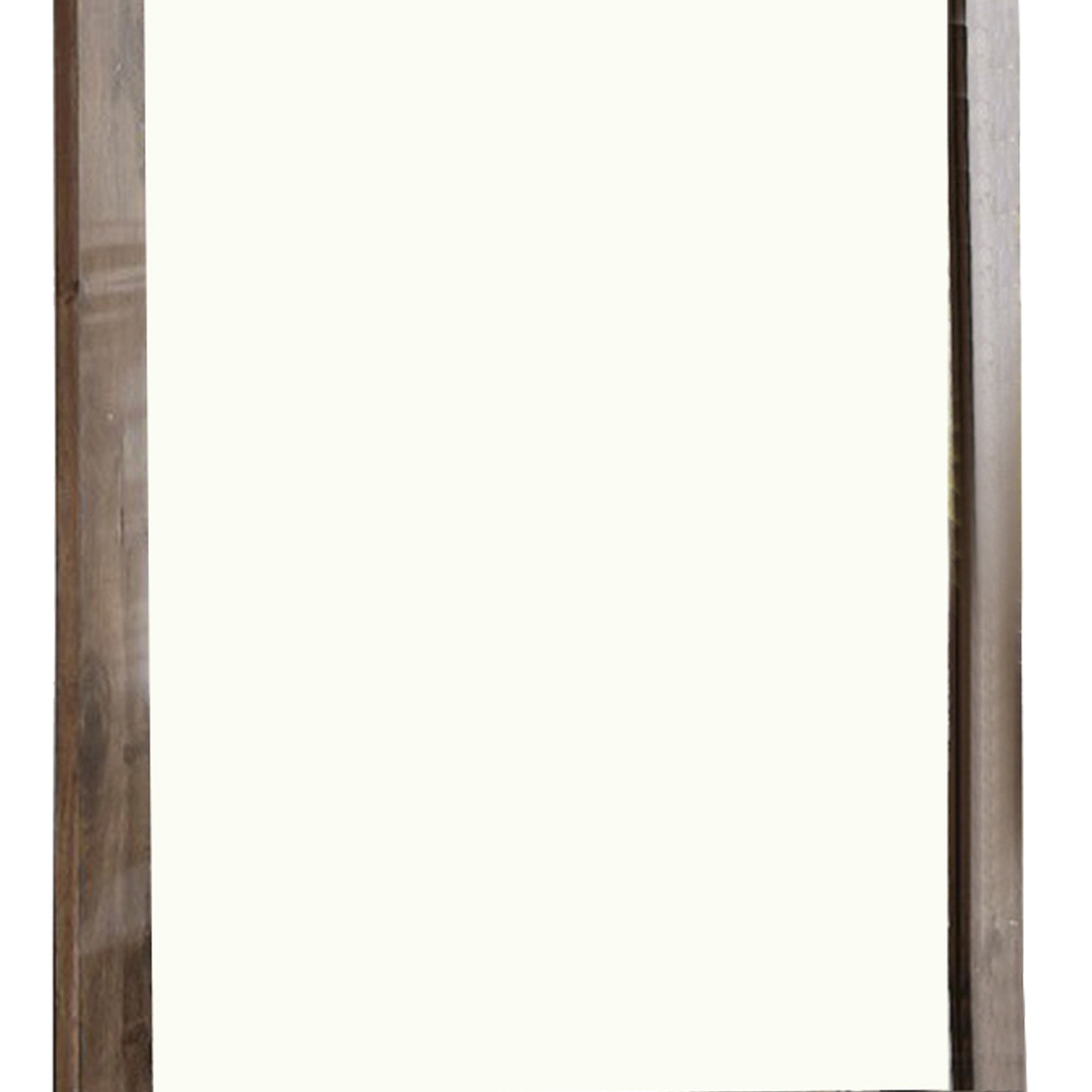 Transitional Style Wooden Encased Mirror With Grain Details Brown-zoom-3