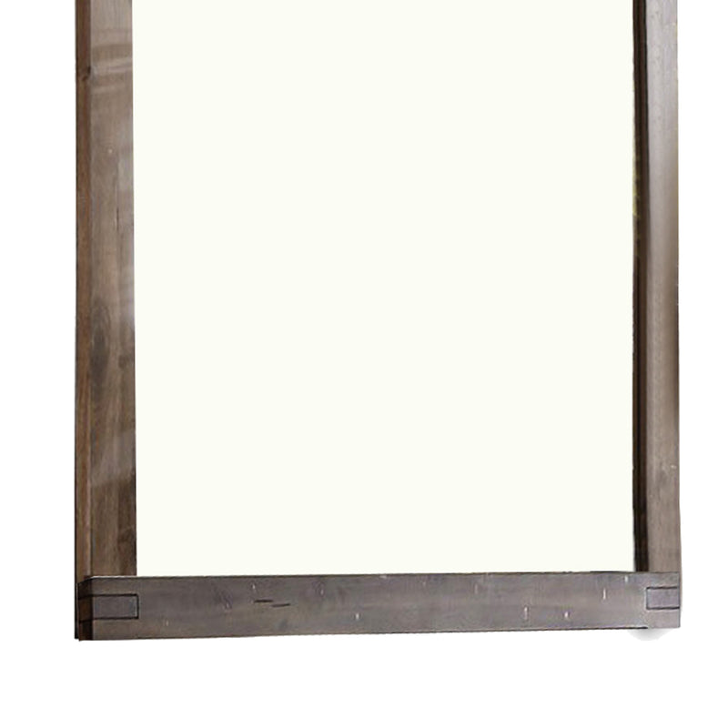 Transitional Style Wooden Encased Mirror With Grain Details Brown-zoom-