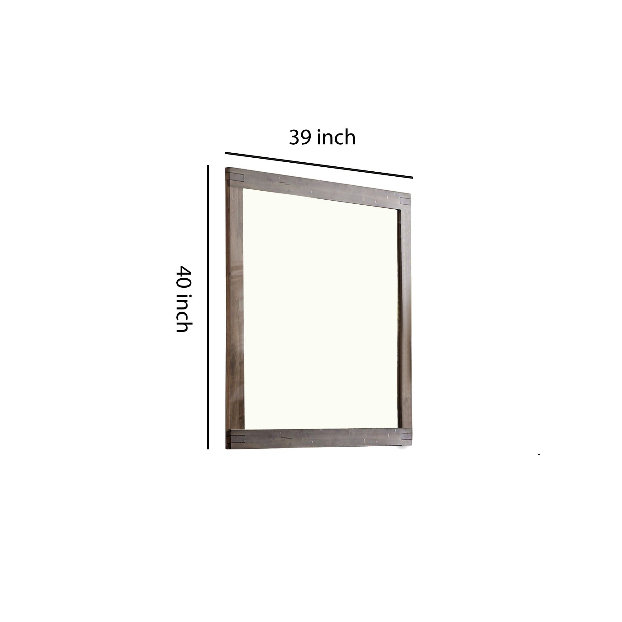 Transitional Style Wooden Encased Mirror With Grain Details Brown-zoom-5