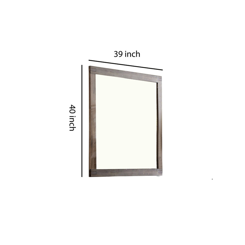 Transitional Style Wooden Encased Mirror With Grain Details Brown-zoom-