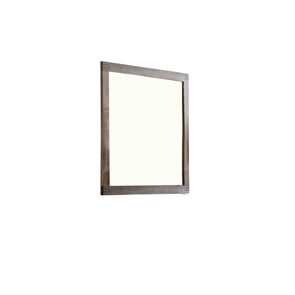 Transitional Style Wooden Encased Mirror With Grain Details Brown