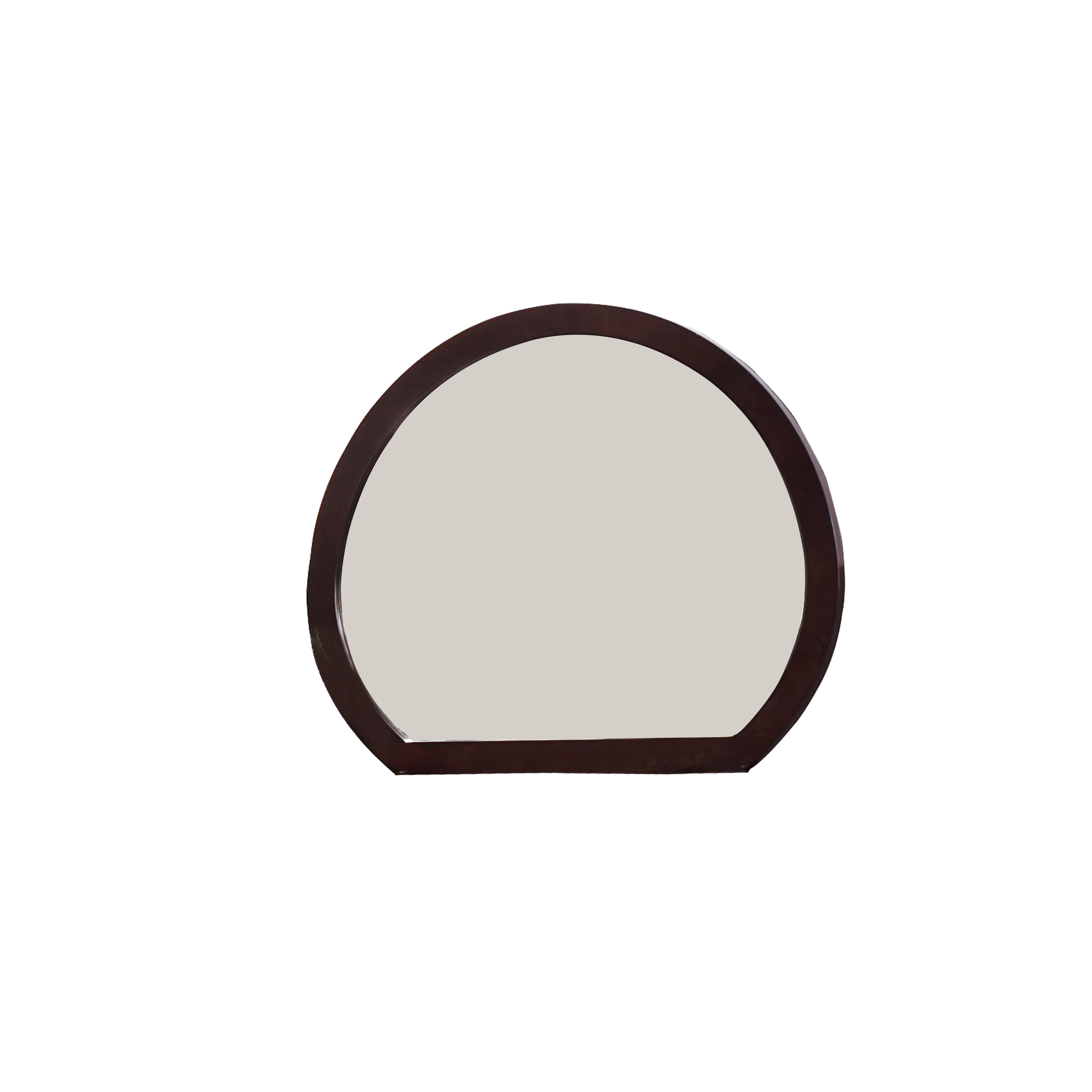 Transitional Style Curved Wooden Encased Beveled Mirror Brown-zoom-1