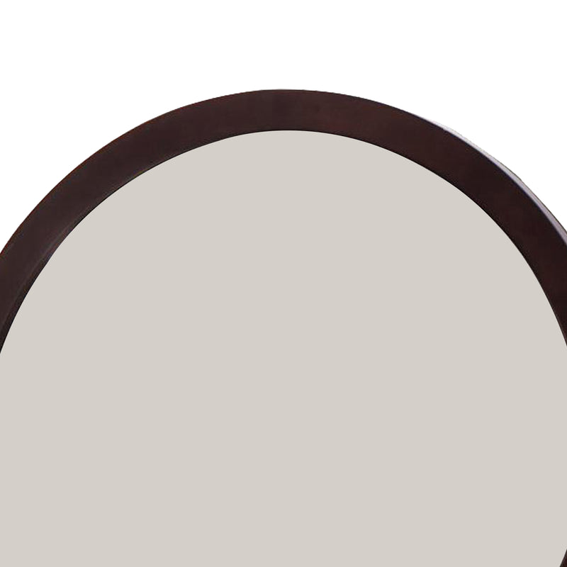 Transitional Style Curved Wooden Encased Beveled Mirror Brown-zoom-