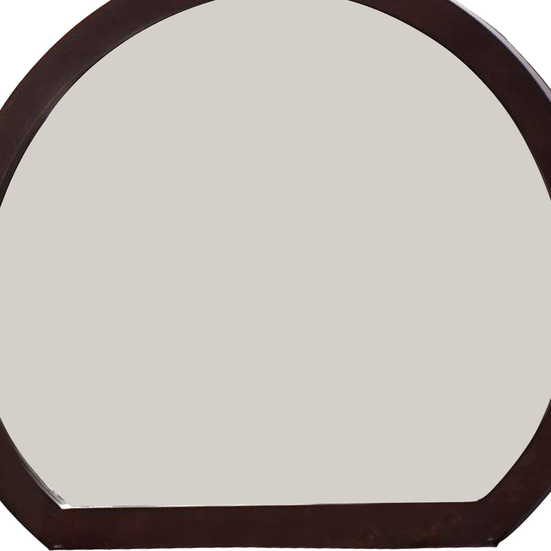 Transitional Style Curved Wooden Encased Beveled Mirror Brown-zoom-