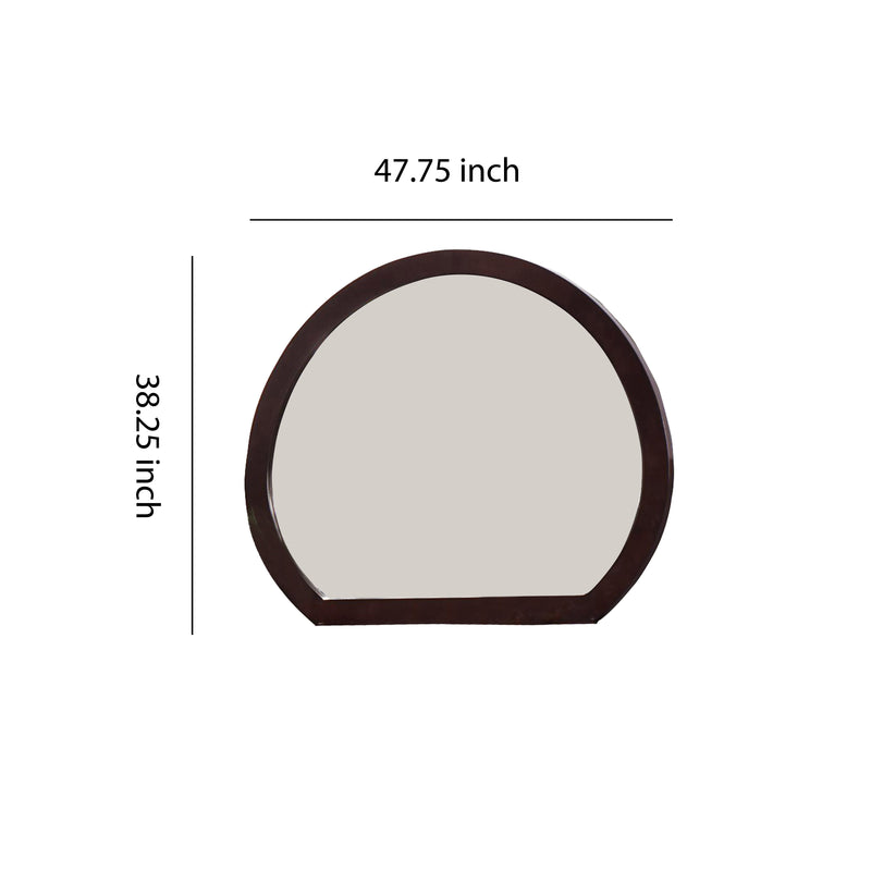 Transitional Style Curved Wooden Encased Beveled Mirror Brown-zoom-