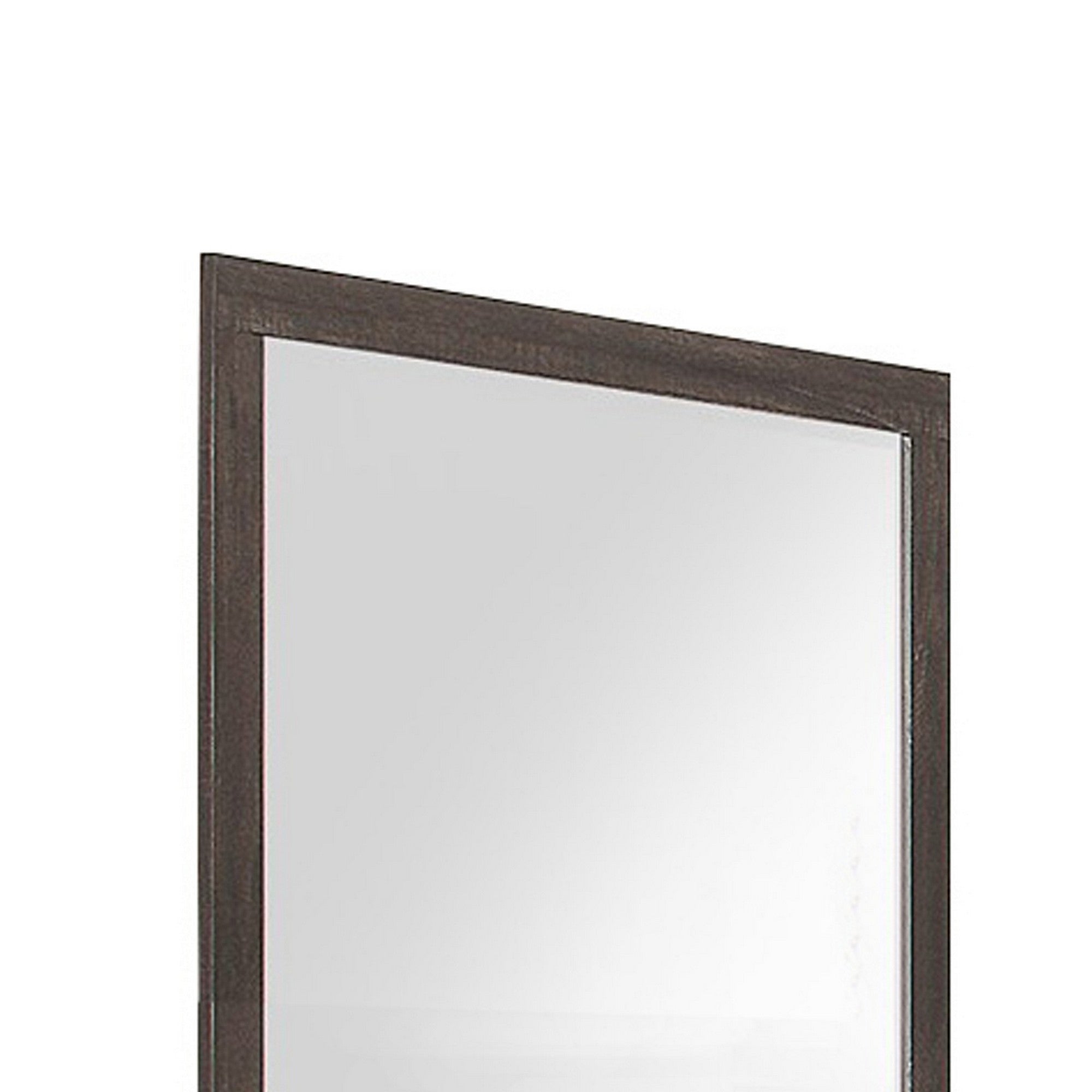 Square Shape Mirror With Wooden Frame And Beveled Edges Weathered Brown-zoom-2