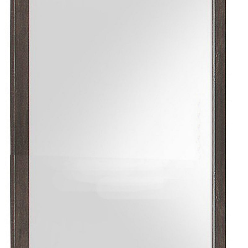Square Shape Mirror With Wooden Frame And Beveled Edges Weathered Brown-zoom-