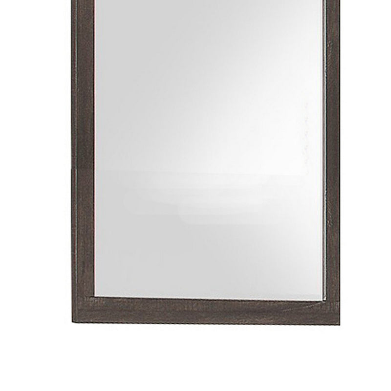 Square Shape Mirror With Wooden Frame And Beveled Edges Weathered Brown-zoom-