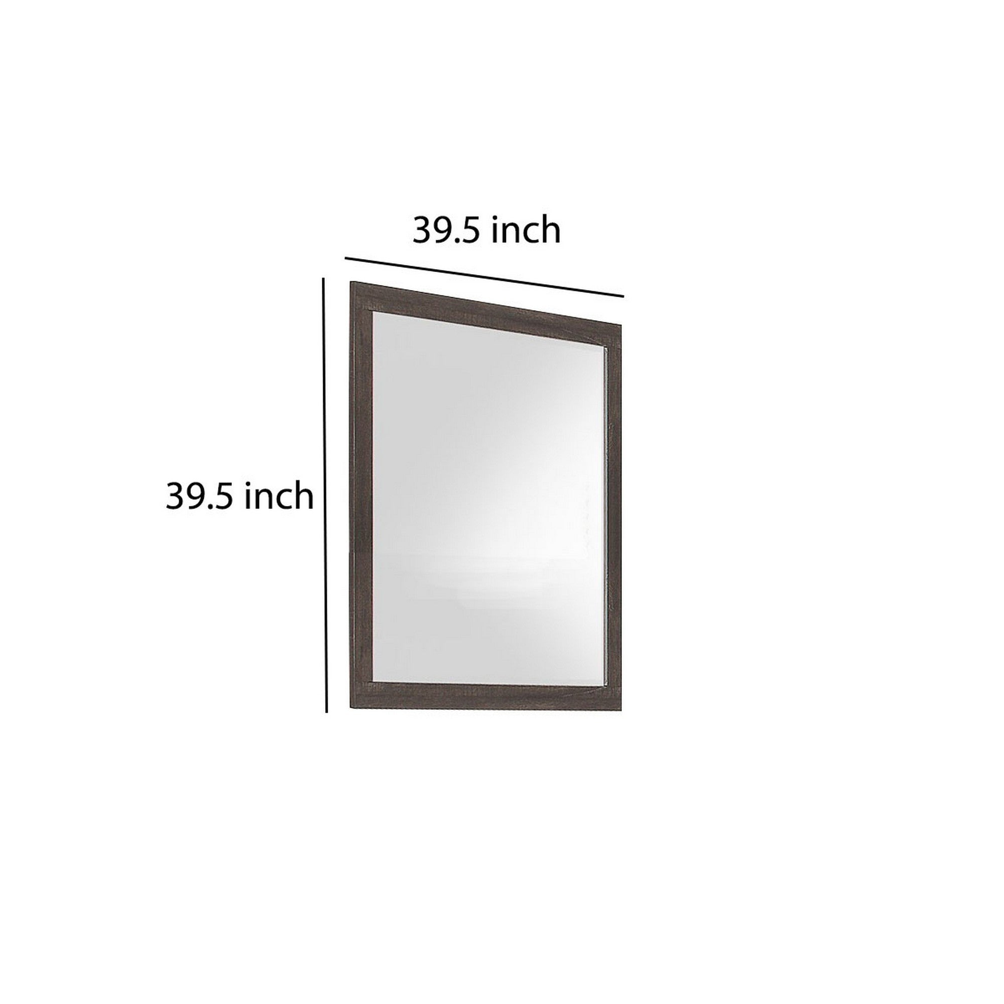 Square Shape Mirror With Wooden Frame And Beveled Edges Weathered Brown-zoom-5
