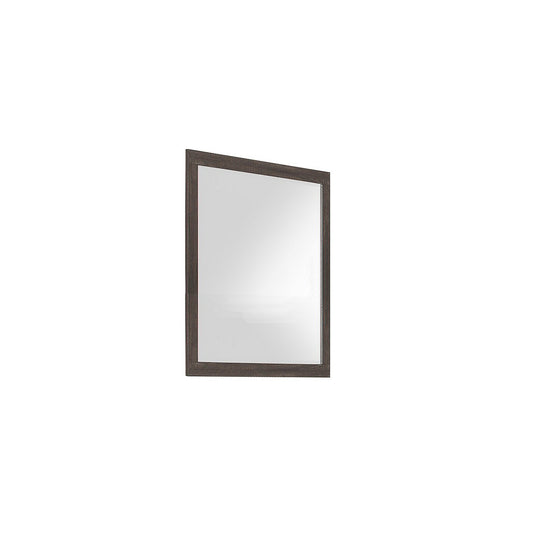 Square Shape Mirror With Wooden Frame And Beveled Edges Weathered Brown