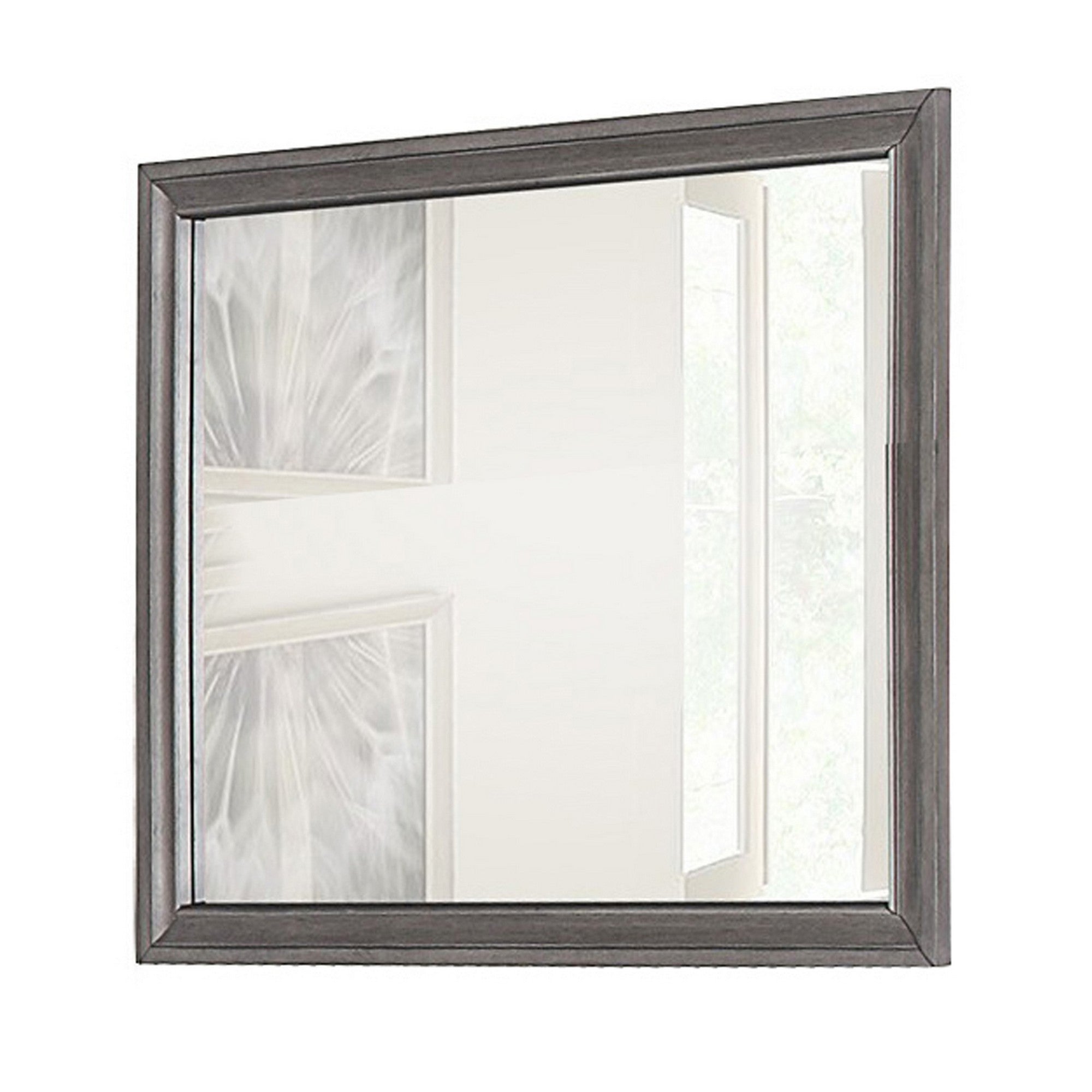 Rectangular Shape Wooden Encased Mirror With Molded Frame Brown-zoom-1