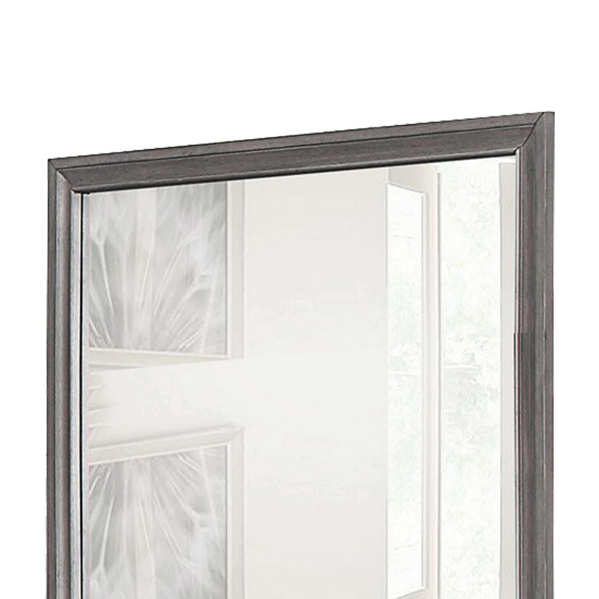 Rectangular Shape Wooden Encased Mirror With Molded Frame Brown-zoom-2