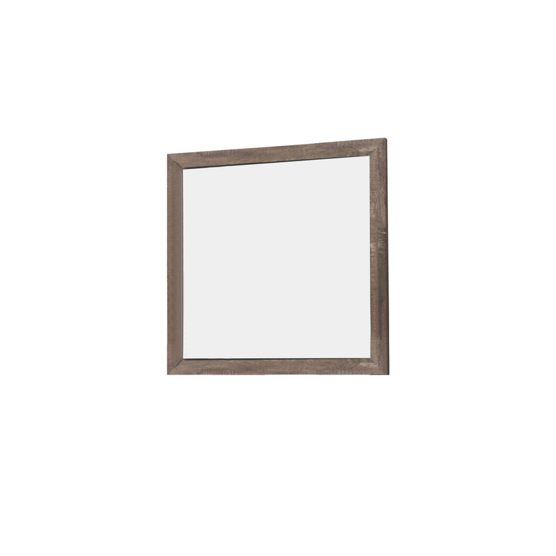Transitional Square Shape Wooden Frame Mirror With Textured Details Brown-zoom-