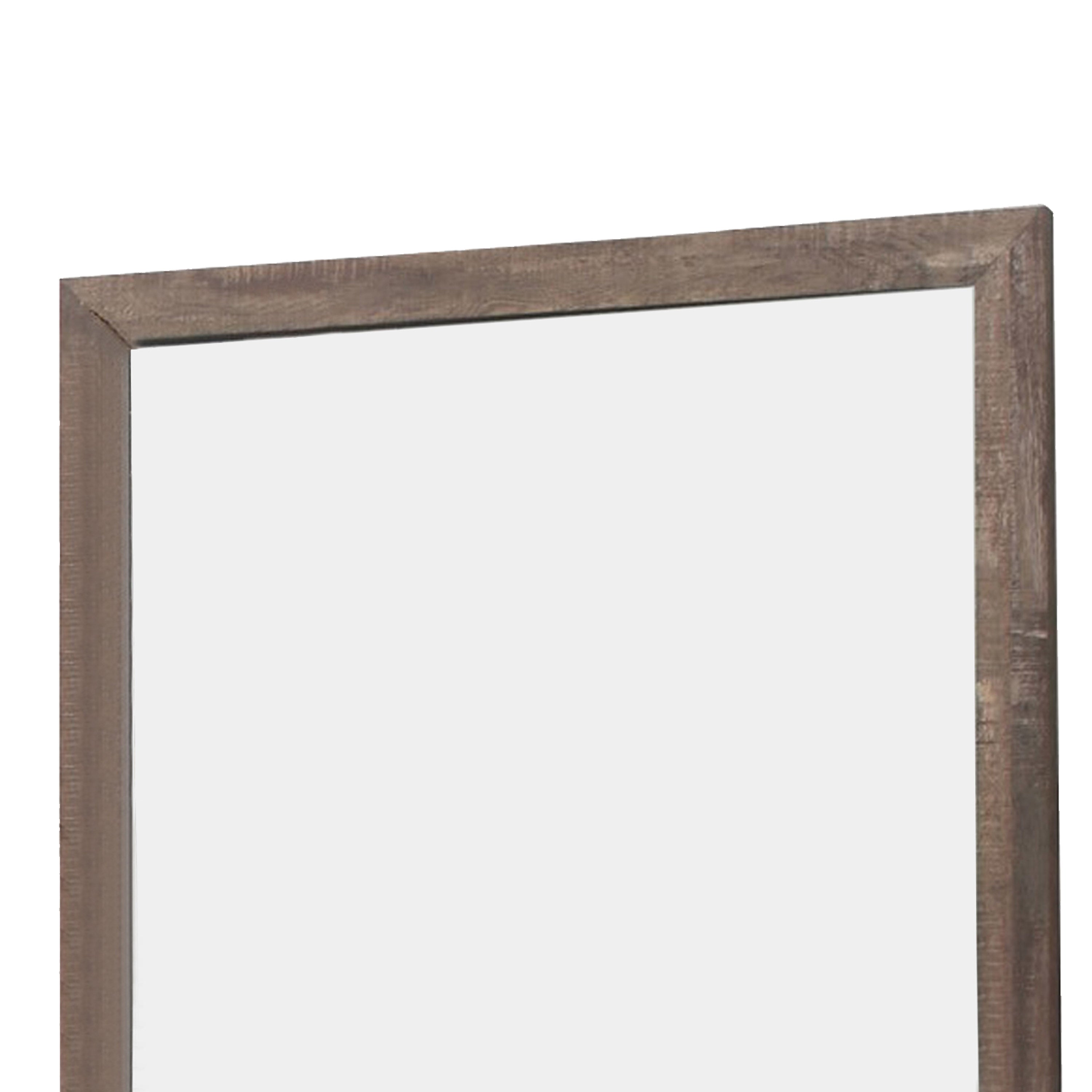 Transitional Square Shape Wooden Frame Mirror With Textured Details Brown-zoom-2