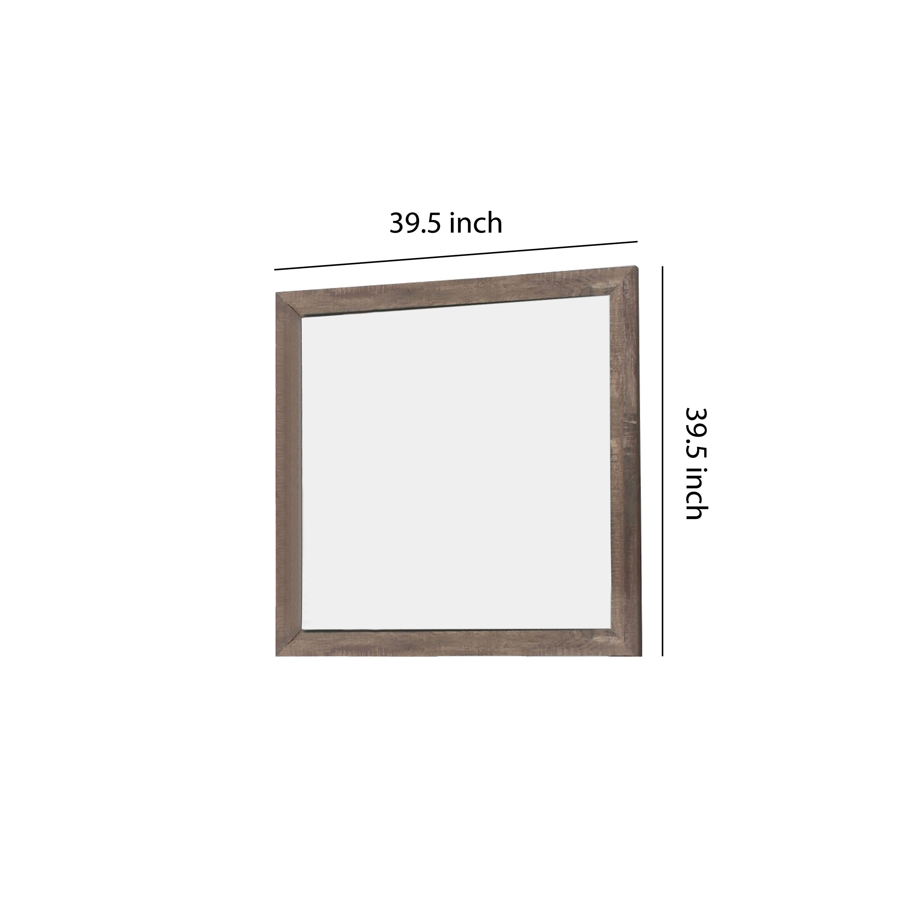 Transitional Square Shape Wooden Frame Mirror With Textured Details Brown-zoom-5